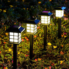 Glow sync-Outdoor Garden Solar Stake Lights Flickering Candle Lantern Lighting for Yard, Lawn, Patio, Pathway, Wall Decoration