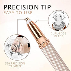 Tech Novo - Women's 2-in-1 Rechargeable Face Hair Remover with Changeable Heads, Expert Painless Eyebrow Razor for Personal Hair Removal with Lighted Indicator, Rose Gold
