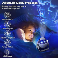 SAVY-BLURISM Universe Planetarium Projector, 6 in 1 Galaxy Projector Night Light with Nebula Moon Planets Aurora, 360° Rotating Focusable Star Projector Lamp for Baby Kids Room Ceiling Playroom Party Bar