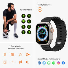 T10 Ultra Smart Watch with Beautiful Strap, Bluetooth Calling Smart Watch, 1.99" Touch Display with Fitness & Outdoor, Health & Medical Tracker, 8 Unique UI Interactions