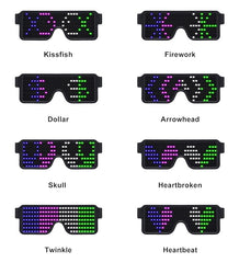 Tech novo - Mini Buddy Glasses with Neon Glow, LED Party Glasses, Light-Up Flashing Blink-Glow Glasses, USB Rechargeable for Concerts, Parties, Nightclubs, and Halloween