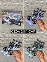 2-in-1 RC Drone Car for Kids, 2.4GHz Land & Air Remote Control Flying Vehicle with 360° Flip Stunts, 4WD High Speed Drift Mode, 3 Speed Modes & LED Lights - Blue/Red Multicolor Stunt Toy