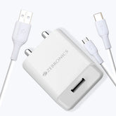 ZEBRONICS - 5V |2.4A ADAPTOR WITH TYPE C CABLE White