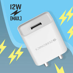 ZEBRONICS - 5V |2.4A ADAPTOR WITH TYPE C CABLE White