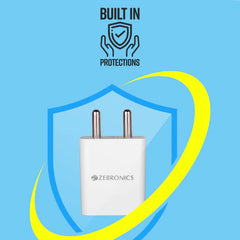 ZEBRONICS - 5V |2.4A ADAPTOR WITH TYPE C CABLE White