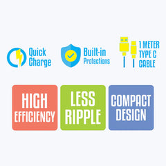 ZEBRONICS - 18W | ADAPTOR WITH TYPE C CABLE - Black | White