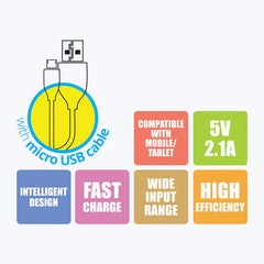 ZEBRONICS - 5V |2.1A ADAPTOR WITH MICRO USB CABLE White | Black