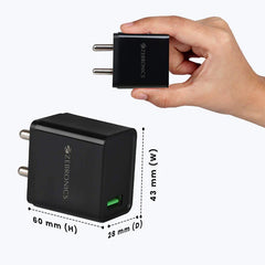 ZEBRONICS - 18W | ADAPTOR WITH TYPE C CABLE White | Black