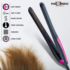 Tech-nova-Select Your Needs Excellent Professional 40W Ceramic Plate Hair Straightener with Fast 30 Second Heat Cycle (Black + Pink)
