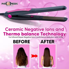 Tech-nova-Select Your Needs Excellent Professional 40W Ceramic Plate Hair Straightener with Fast 30 Second Heat Cycle (Black + Pink)