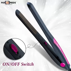 Tech-nova-Select Your Needs Excellent Professional 40W Ceramic Plate Hair Straightener with Fast 30 Second Heat Cycle (Black + Pink)