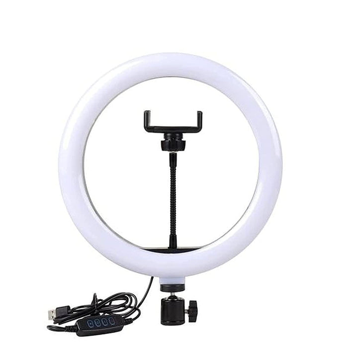 10 Inch LED Ring Light with 3 Level Brightness Dimmable Lighting for Vlogging , You Tube Video , Photo Shoot Live Streaming & Makeup Compatible with All Smart Phones & Cameras