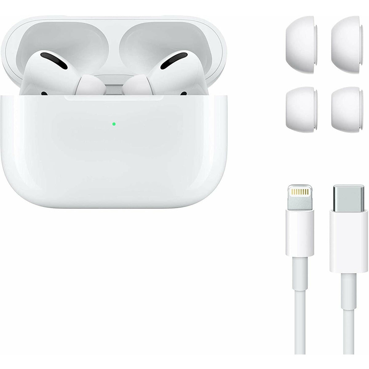 The Airpod 2  comes with a wireless charging case, an iOS and Android compatible charging cable, and active noise cancellation.