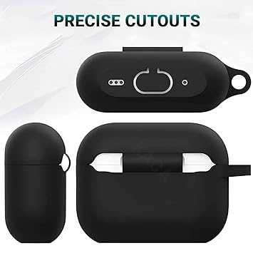 Silicone Soft Case Cover with Keychain for Airpods Pro 2 Case 2022 , AirPods Pro 2nd Generation Cover (Black)