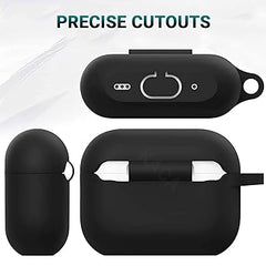 Silicone Soft Case Cover with Keychain for Airpods Pro 2 Case 2022 , AirPods Pro 2nd Generation Cover (Black)