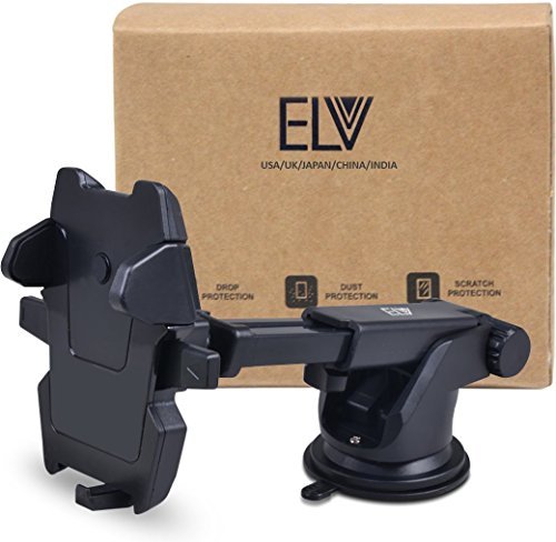 Smartphone Windshield Mounted Adjustable Universal Long Arm Car Phone Holder - Black