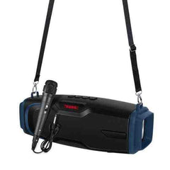 NEW RIXING NR6012M Portable Karaoke Machine with Subwoofer and FM Radio, Wireless Bluetooth Speaker, TF Card, and One Microphone Perfect Present for Outdoor Party Camping Activities - Blue