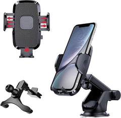 Ajxn 3-in-1 Suction Cup  Phone Mount for Car, Fit for Most Mobile Phones, Dashboard, Air Vent, Automobile Cradles, Car Interior Accessories - Black