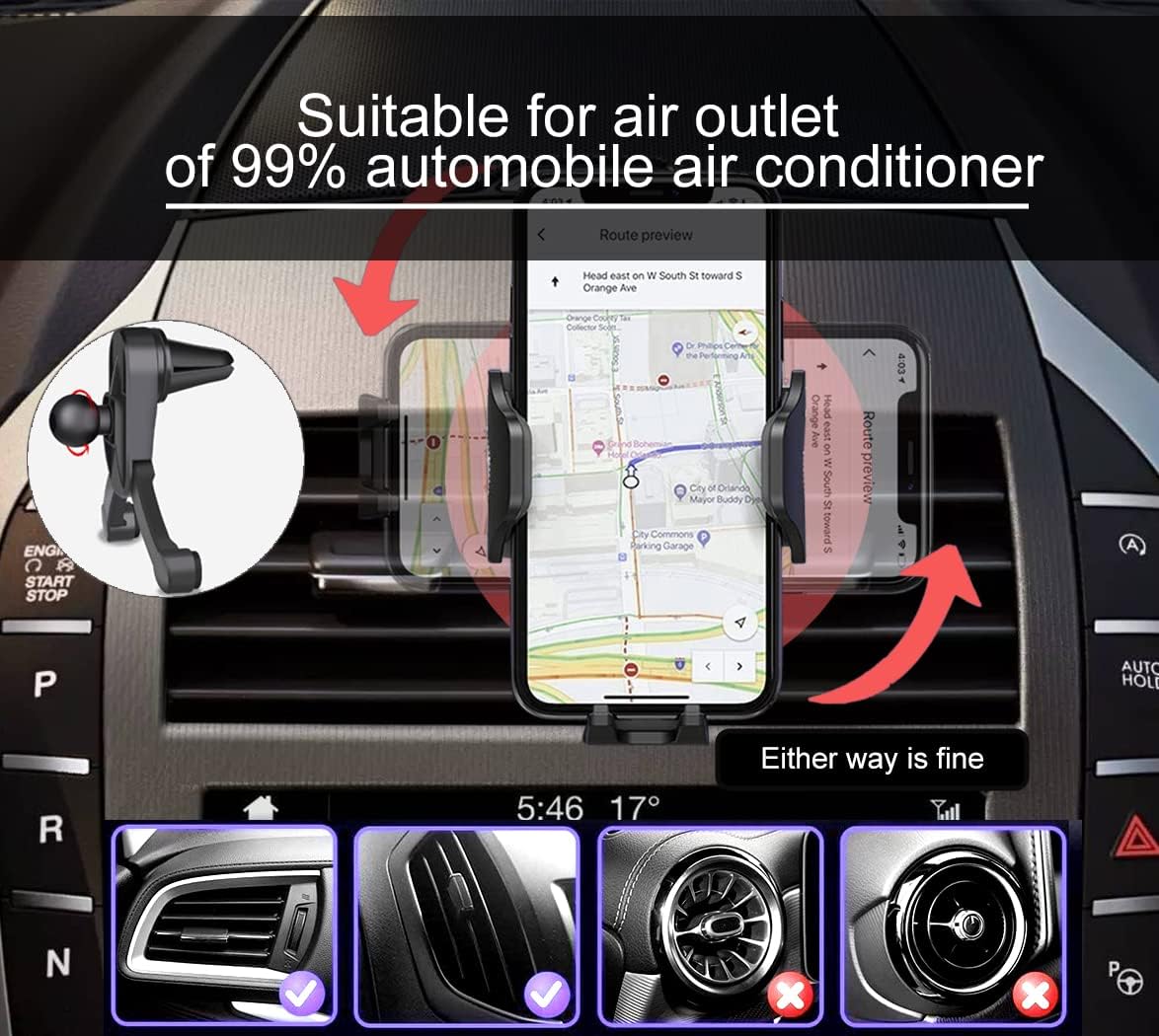 Ajxn 3-in-1 Suction Cup  Phone Mount for Car, Fit for Most Mobile Phones, Dashboard, Air Vent, Automobile Cradles, Car Interior Accessories - Black