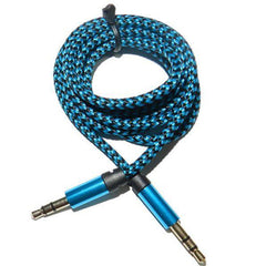 One meter of braided nylon transton aux cable, 3.5 mm male to 3.5 mm male