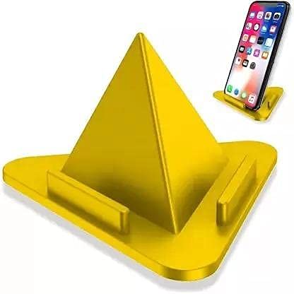 Portable Tabletop Mobile Mate Mobile Phone Pyramid Shape Holder Desktop Stand with Three Sides (Multicolor)