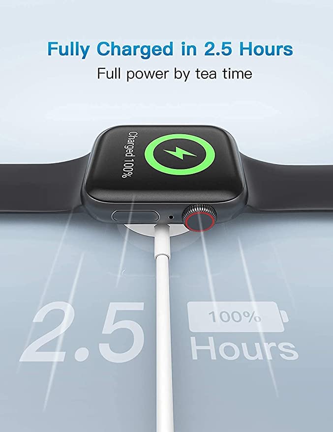 iWatch Series 5/4/3/2/1 Wireless Magnetic Smartwatch Charging Cable 44, 42, 40, and 38 mm (White)