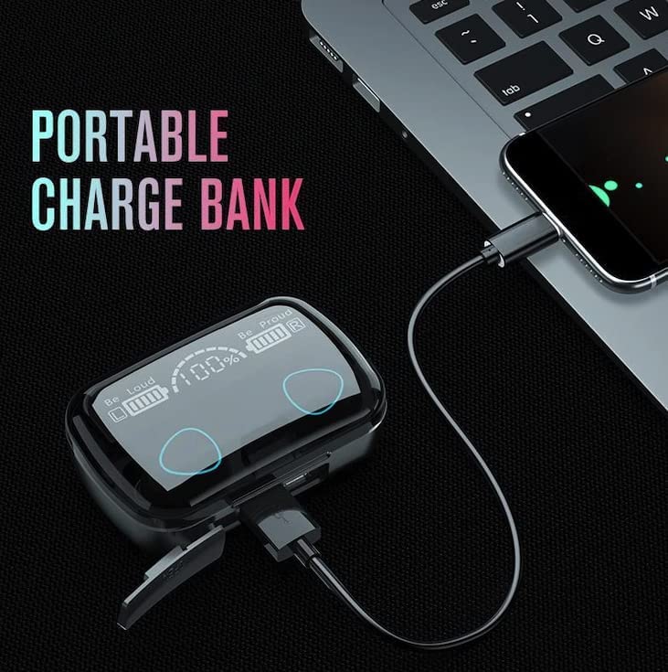 The M19 Wireless Earbuds are a compact, portable sports waterproof stereo in-ear earphone that comes with a large screen dual LED digital display and touch Bluetooth functionality.