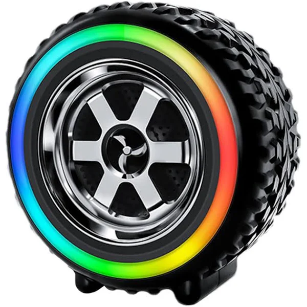 Carry-along Wireless Wheel-Designed Subwoofer Bass Speaker with RGB Light and 12 W Bluetooth Power (Black, Stereo Channel)