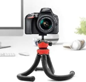 Tech novo - The 12-inch, foldable, extra-thick, and robust Red Black Flexible Ball Head Tripod is perfect for DSLR, action, and smartphone cameras for use in photography, video recording, Tiktok vlogging, and other related applications.