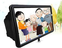 Mobila-Phone case bag: 12 inch, Universal 3D Glass magnifying mobile phone screen; portable video magnifying telescopic phone holder; back cover case (black).