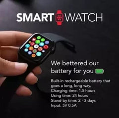 Wise wear-TECHMAZE T500 Smart Watch with Full Touch Display and Bluetooth for Calling T206 Smartwatch with a Black Strap and Free Size