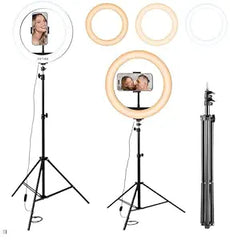 Tech Novo - 7 Feet Long Foldable and Lightweight Tripod Stand with a 10-Inch Big RGB LED Ring Light for Camera, Phone, YouTube Video Shooting, and Makeup (7FT Tripod + 12" Ring Light)