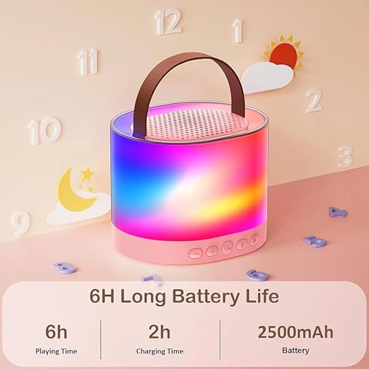 Mini Bluetooth Speaker with Changing Modes, RGB Lights, and a Mini Wireless Karaoke Mic