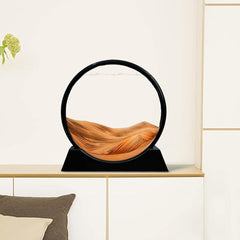 Tech novo-MOROVIK 3D Orange Dynamic Sand Art Liquid Motion,Moving Sand Art Picture Round Glass 3D Deep Sea Sandscape In Motion Display Flowing Sand Frame Relaxing Desktop Home Office Work Decor (7 In) (Orange)