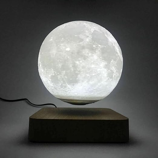Tuna Lights -One piece of magnetic levitating floating moon lamp, floating and spinning moon lamp with gradually changing LED lights, perfect for room décor and unusual gifts (3 color modes).