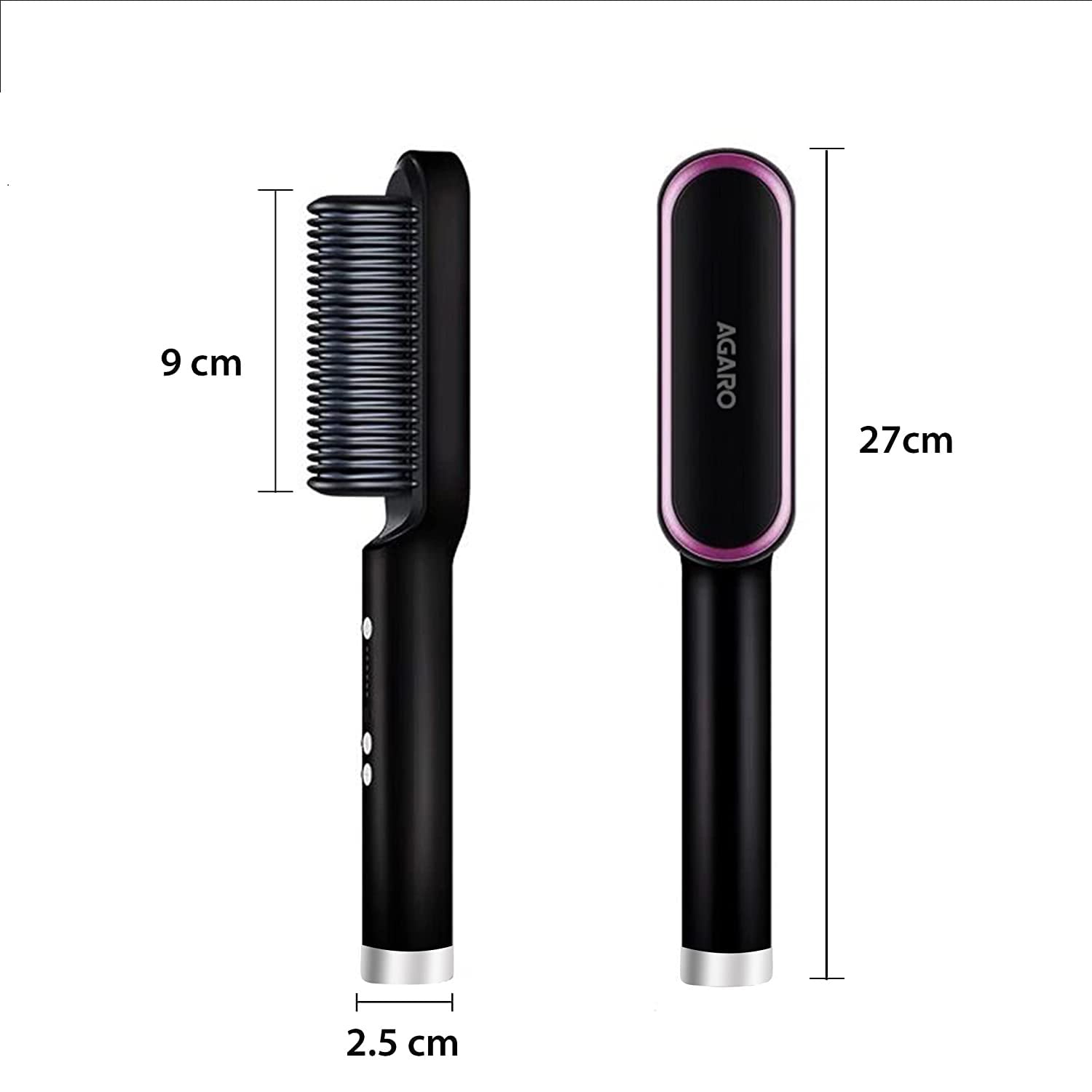 Tech Novo's 3-in-1 Ceramic Fast Hair Straightening Brush for Women's Hair Straightening with LCD Screen and Temperature Control Display is a hair straightening tool designed for women. It comes in pink.