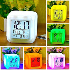 Tech nova-seven-color LED digital alarm clock table watch for office, bedroom, and date/time/temperature is made of plastic.