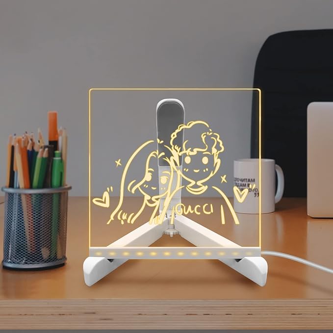 Creato-creation Acrylic Dry Erase Board Night Light/LED Writing Board Study Lamp Table Lamp  (15 cm, Multicolor)