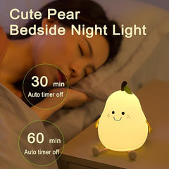 Adorable Children's Night Light: Vickes Calming Pear Lamp, Rechargeable, 7 Color Changing, Timer