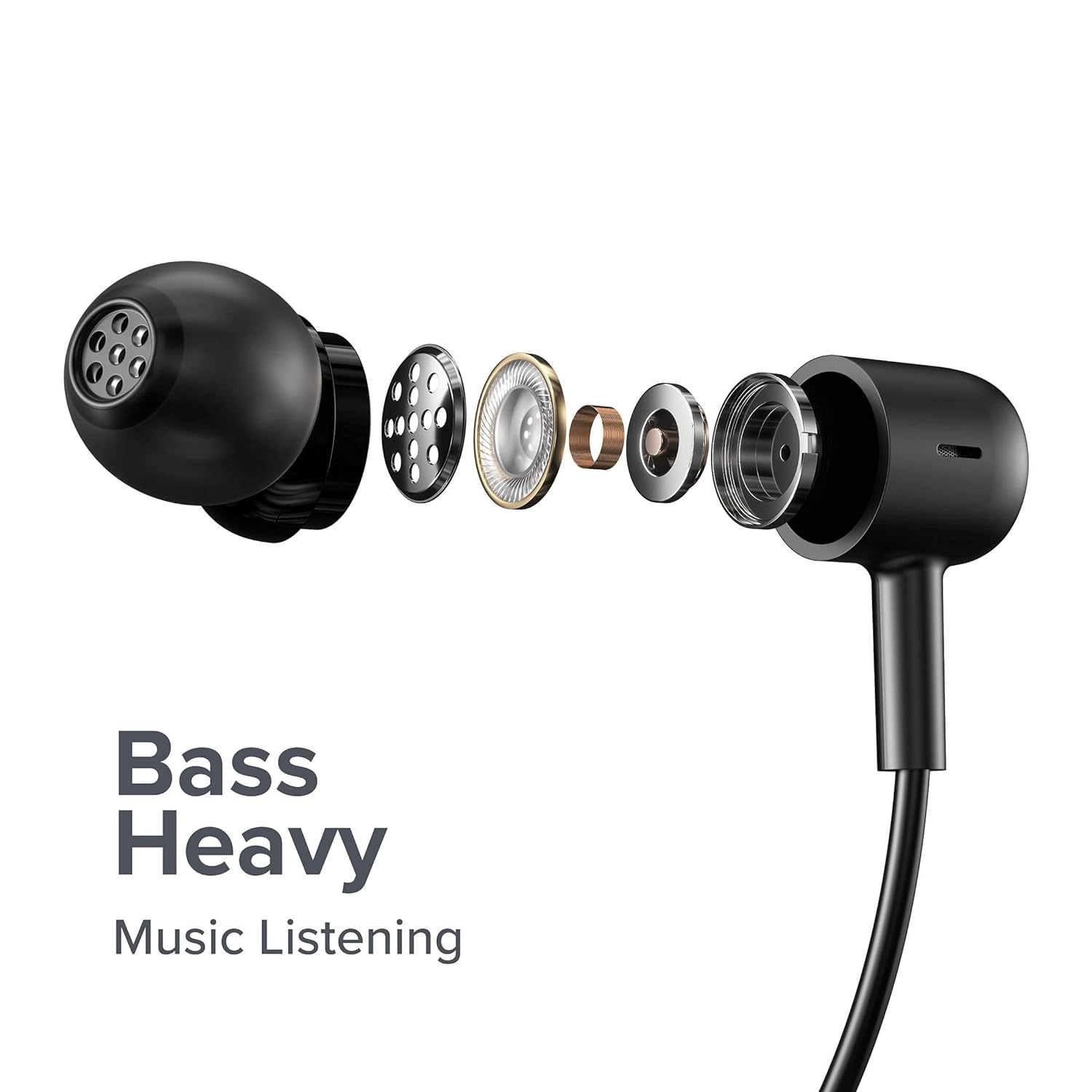INLYEJ02LS-cr Wireless In-Ear Earphone with Mic for Trouble Audio (Black)