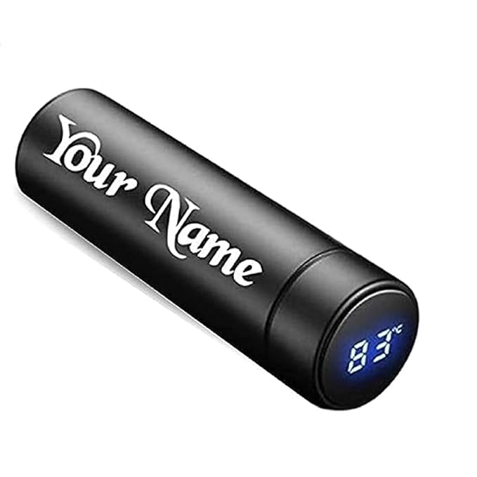 Technonovo - 500ml Matte Black Water Bottle with Intelligent LCD Touch Screen, Double Wall Vacuum Flask, Maintain Temperature for 24 Hours Fitness, Present, Physician, Outside, Stainless Steel Flask, Scratch-Resistant