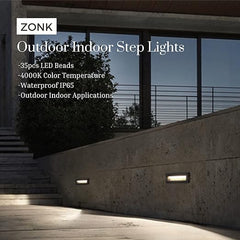 color sync- ZONK Waterproof Rectangular Wall Mount Footlight for Step Stairs and Decking; Landscape Deck Lighting 120V; Black
