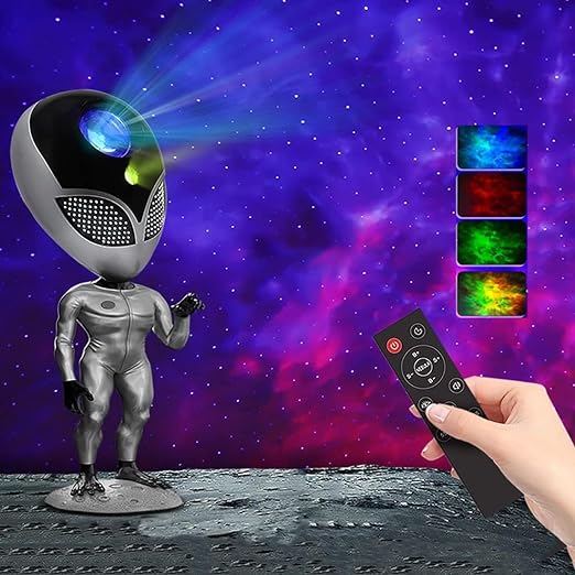 Savy - Night Light Projector for Children and Adults, with Timer and Remote, Voice Interaction, and 360° Adaptable Design - Alien Star Projector Galaxy Light for Room Decoration