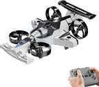 2-in-1 RC Drone Car for Kids, 2.4GHz Land & Air Remote Control Flying Vehicle with 360° Flip Stunts, 4WD High Speed Drift Mode, 3 Speed Modes & LED Lights - Blue/Red Multicolor Stunt Toy