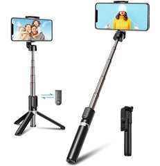 Tech novo - Wireless Bluetooth Selfie Sticks with Extension Foldable with a remote tripod stand, 3-in-1 multipurpose, and compatible with all phones, including iPhones, OnePlus, Samsung, Oppo, and Vivo