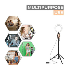 Tech Novo - 7 Feet Long Foldable and Lightweight Tripod Stand with a 10-Inch Big RGB LED Ring Light for Camera, Phone, YouTube Video Shooting, and Makeup (7FT Tripod + 12" Ring Light)