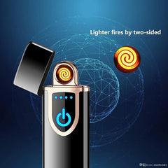 Tech novo - Premium Electric Cigarette Lighter with Metal Chrome Finish, Flame-Less Slim Touch Sensor, USB Rechargeable, and Battery Indicator (Multi-Colour)