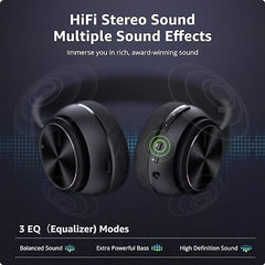 Trouble Audio - Bluetooth Headphones Foldable Headset, Ultra-Soft Memory Earbuds, Compatible with Laptops, PCs, and Mobile Phones; Over-ear Wireless Headphones with Three EQ Modes and 40 Hours of Playback; Bluetooth Version 5.3