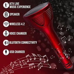 Boom -  Wireless Handheld Multi-Function Bluetooth Singing Mike | Travel-Friendly Karaoke Mic with Microphone and Hi-Fi Speaker | Compatible with All Smart Phones and Ideal for Singing, Kids, and Speech