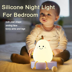Adorable Children's Night Light: Vickes Calming Pear Lamp, Rechargeable, 7 Color Changing, Timer